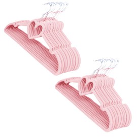 No-Slip Velvet Plastic Hangers,Pink(20Pack) for Coat Jackets, Pants, and Dress Clothes Hanger Space Saving.