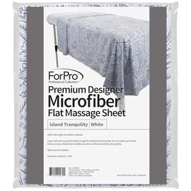 ForPro Premium Designer Microfiber Flat Sheet, Island Tranquility, Ultra-Light, Stain and Wrinkle-Resistant, for Massage Tables, 63" W x 100" L, White