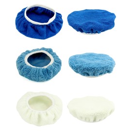 QWORK® 9-Piece Polishing Bonnet, Wax Hood Set, 2 Wool + 4 Microfibre + 3 Coral Fleece, 230-250 mm