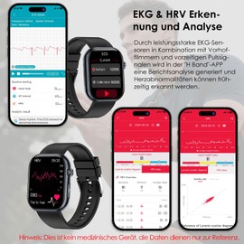 YUPENG Smartwatch for Men and Women with BLOCKCHECKER/EGG/HRV, 1.95 Inch Health Watch with SpO2, Sleep Monitor, Blood Pressure 100+ Sports Modes, IP68, Fitness Watch, Pedometer, iOS, Android