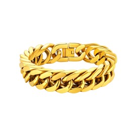 Gold Cuban Chain Bracelet for Mens Fashion Jewelry 7.5"