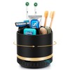 GFWARE Bathroom Organizer Countertop - Rotating Black Toothbrush Holder for