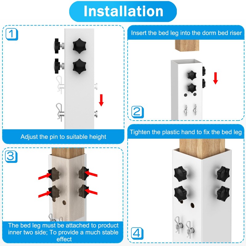 FOROIRON 2025 Up-Grade 4 Pack Carbon Steel Dorm Bed Riser