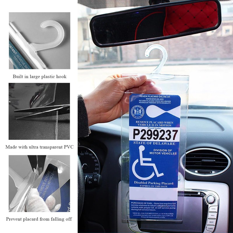 Gasedin 2 PCS Handicap Placard Holder, 11.6"×5" Ultra Transparent Parking