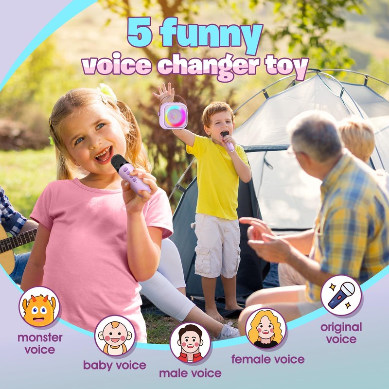 Geschenk Mädchen 3-10 Jahre, Bluetooth Karaoke Maschine mit 2 Mikrofon