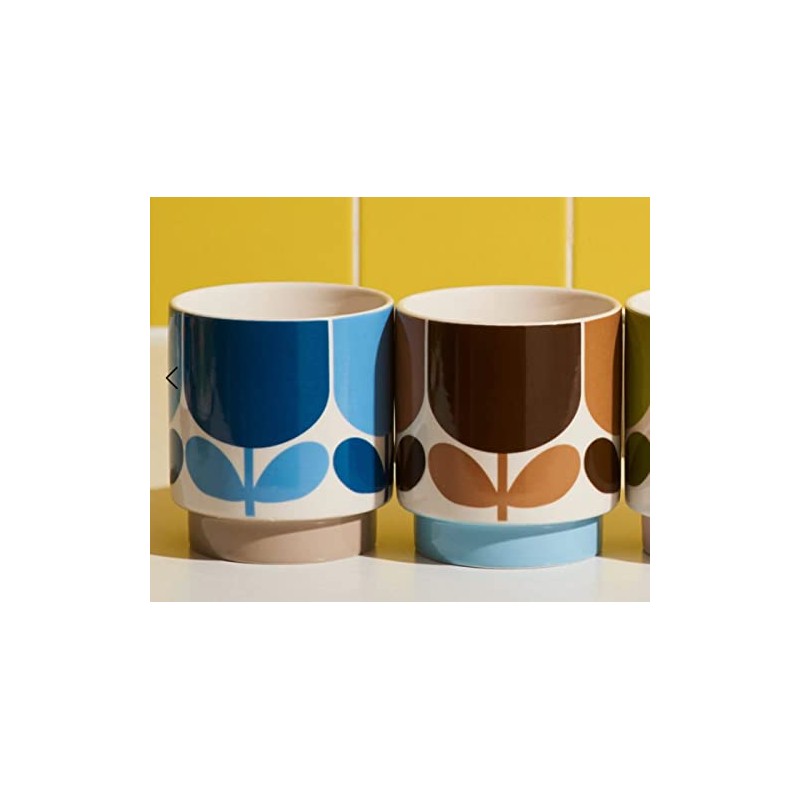Orla Kiely Set of 2 Stacking Mugs Ceramic Block Flower-