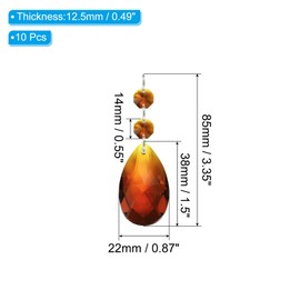 PATIKIL Teardrop Crystal Chandelier Pendants Beads, 10 Pack 85mm Length 38mm Chandelier Prisms Parts Ornaments Hanging Beads for DIY Arts Crafts Decoration, Amber