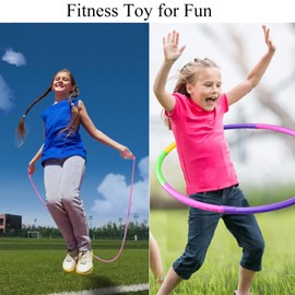 WEOKLL 2 Pack Toy Color Hoop and Jump Rope for Kids,Detachable & Size Adjustable Plastic Colourful Exercise Hoop for Boys and Girls Party Games, Gymnastics, Dog Agility Equipment, Christmas Wreath.