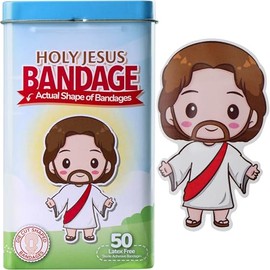 BioSwiss Vendas autoadhesivas con forma de Jesús, sin látex, estériles, para el cuidado de heridas, divertidos suministros de primeros auxilios para n
