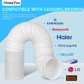 5.9/6 Inch Portable AC Air Conditioner Hose Anti-Clockwise Thread & Length up to 80" Support Counter-Clockwise Thread, AC Hose Compatible with Haier, LG, Delonghi and More (6" Hose- Anti Clockwise)