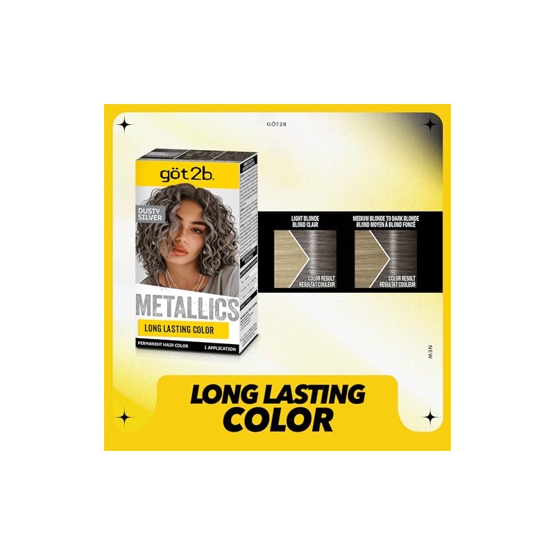 Got2b Metallics Permanent Hair Color, M72 Dusty Silver