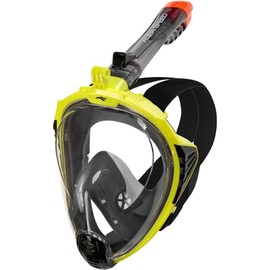 Aqua Speed Drift Adult 180° Panorama Full Face Snorkel Mask + Microfibre Towel Diving Mask with Snorkel Foldable Holder for Action Camera, Sizes: L - XL, Colours: Olive/Black