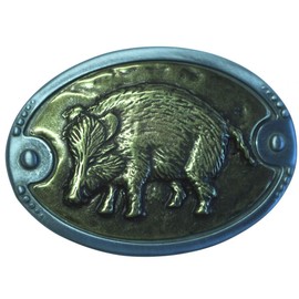 BELTINGER Wild Boar Belt Buckle, 4.0 cm, Buckle Interchangeable Buckle, Belt Buckle, 40 mm, Solid, for Hunting Outfit, Old Brass