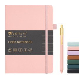 A5 Lined Journal and Pen Set, Hardcover Notebook with Pen, 160 Pages 100gsm Thick Ruled Paper for Women Men, for Work, Business, School or Home Writing, 5.7'' x 8'' (Pink)