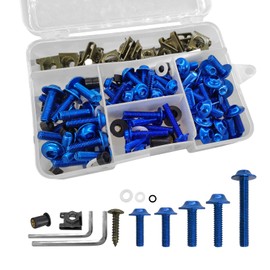 177pcs Fairing Bolt Kit, M5 M6 Motorcycle Windscreen Screws,Universal Motorcycle Fairing Screws, Aluminum Fasteners Fairing Bolts Nut Clips Kit, Fasteners Fixing Sportbike Bolts Fairing(blue)
