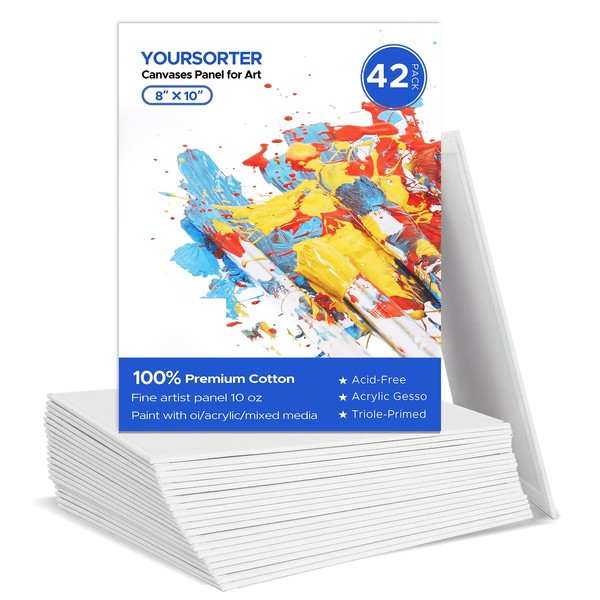 YOURSORTER Canvas Boards for Painting Bulk 8x10 Inch, 42 Pack