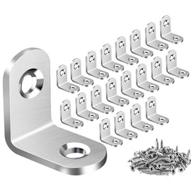 ZiYuya Corner Braces Metal L Bracket Heavy Duty Joint Right Angle Shelf Support Wall Bracket for Shelves Wood Furniture Cabinet (Silver, 20 Pack, 20mm x 20mm)