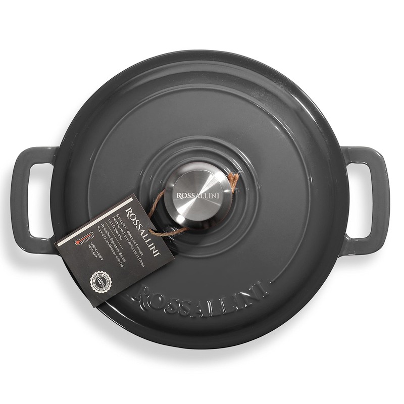 ROSSALLINI Signature Enameled Cast Iron Dutch Oven, Non-Stick Serving Pot