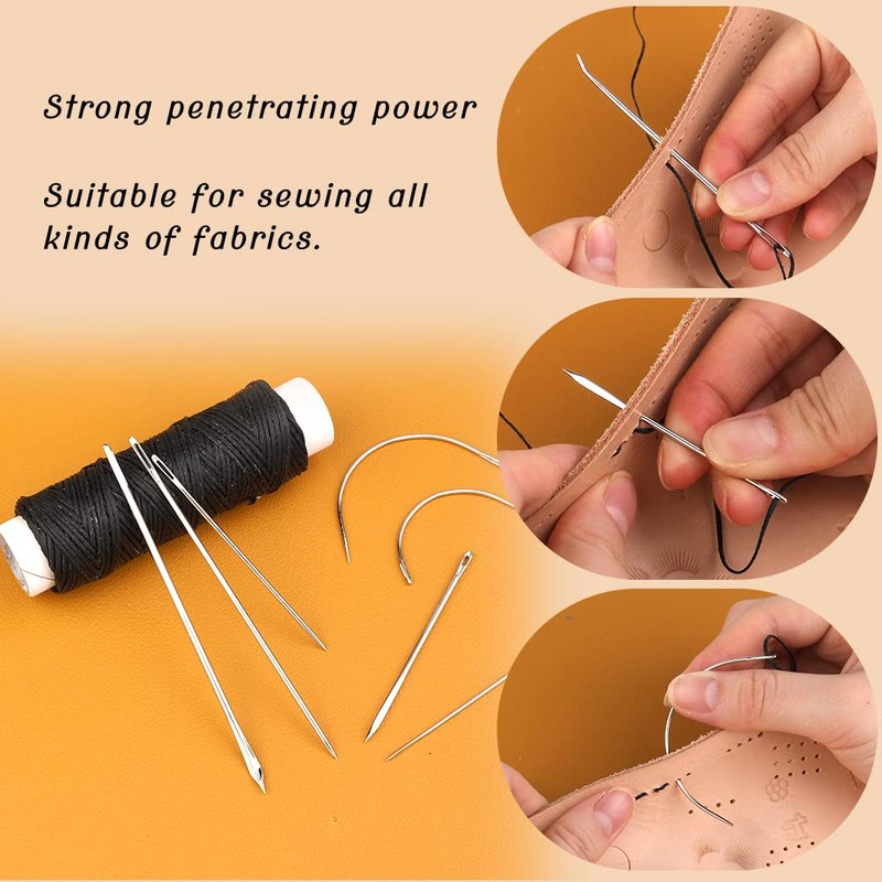 Ftyiwu Waxed Thread, Upholstery Needle and Thread 32 Yards with