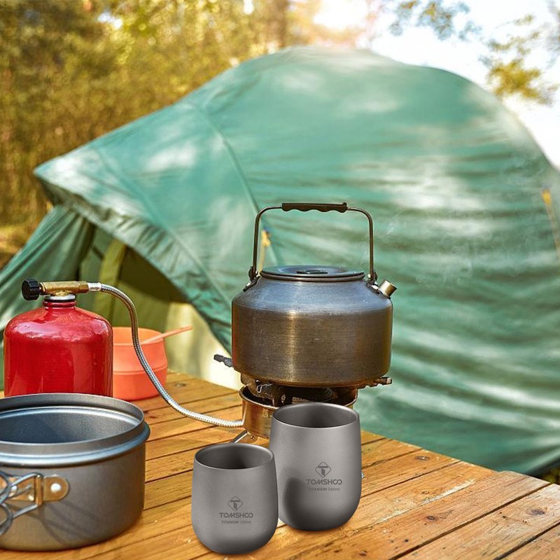 TOMSHOO Insulated Double Wall Drink Cup Camping Titanium Water Cup