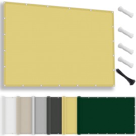 Awning Waterproof Rectangular 2 x 3 m, Sun Protection Patio UV Protection, Weatherproof, No Drilling, 100% Polyester Shade Net with Eyelets and Rope for Pergola, Sand Colour