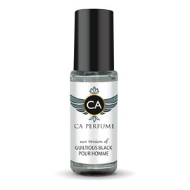 CA Perfume Impression of Guiltiness Black Pour Homme For Men Replica Fragrance Body Oil Dupes Alcohol-Free Aromatherapy Sample Travel Size Concentrated Long Lasting Attar Roll-On 0.14 Fl Oz/4ml-X1