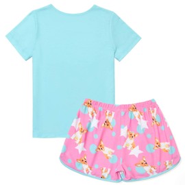 Jxstar Pajamas for Big Girl Dog Pj Set Kids Summer Sleep Shirt Sleepwear,Size 10 11