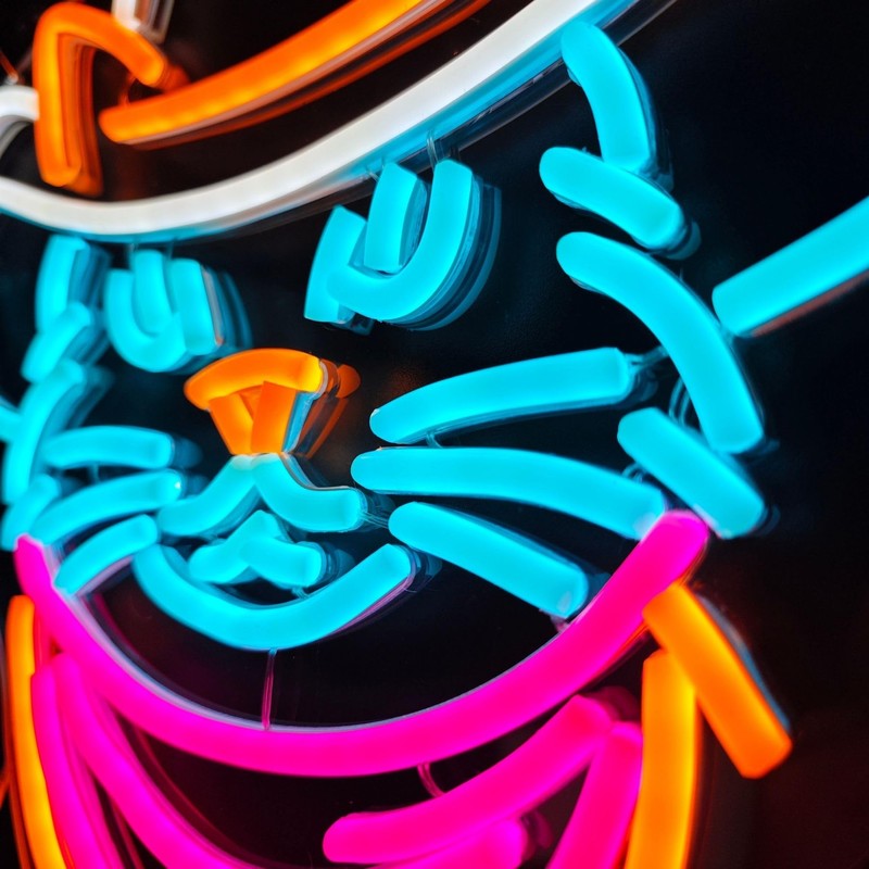Cowboy Cat Neon Sign - Adjustable Dimmable LED Neon Light,