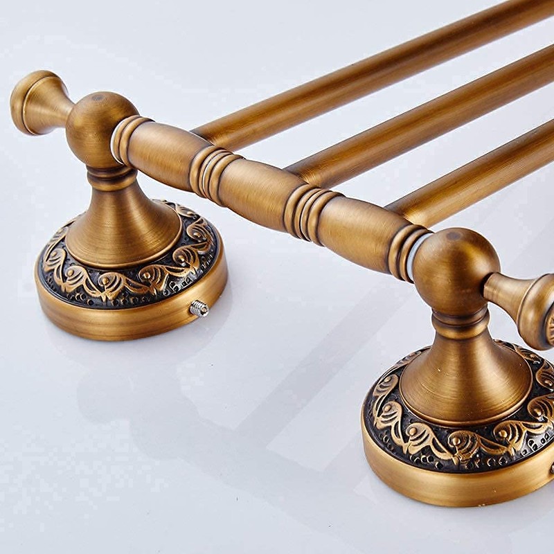 Leyden Swivel Towel Bar, Antique Brass 3 Arm Swing Towel