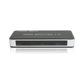 HDGear HSP0102B - 1x2 HDMI Splitter with Integrated Signal Amplifier incl. Power Supply and Manual 1x HDMI A Female (In) to 2x HDMI A Female (Out) Colour: Black/Silver