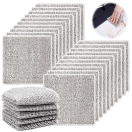Zuimei 20 PCS Multipurpose Wire Dishwashing Rags for Wet and Dry, Reusable Kitchen Cleaning Wire Dish Towels Dish Cloths Lint Free Duster Cloth Non-Scratch Wire Dishcloth Cleaning Cloths for Kitchen