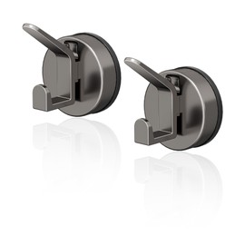 chengcan Bathroom Suction Cup Hook Can Bear 15LB Towel Hook Gray Shower Hook Suitable for Coat Hook Door Kitchen Storage Hook (Gray 2-Pack)