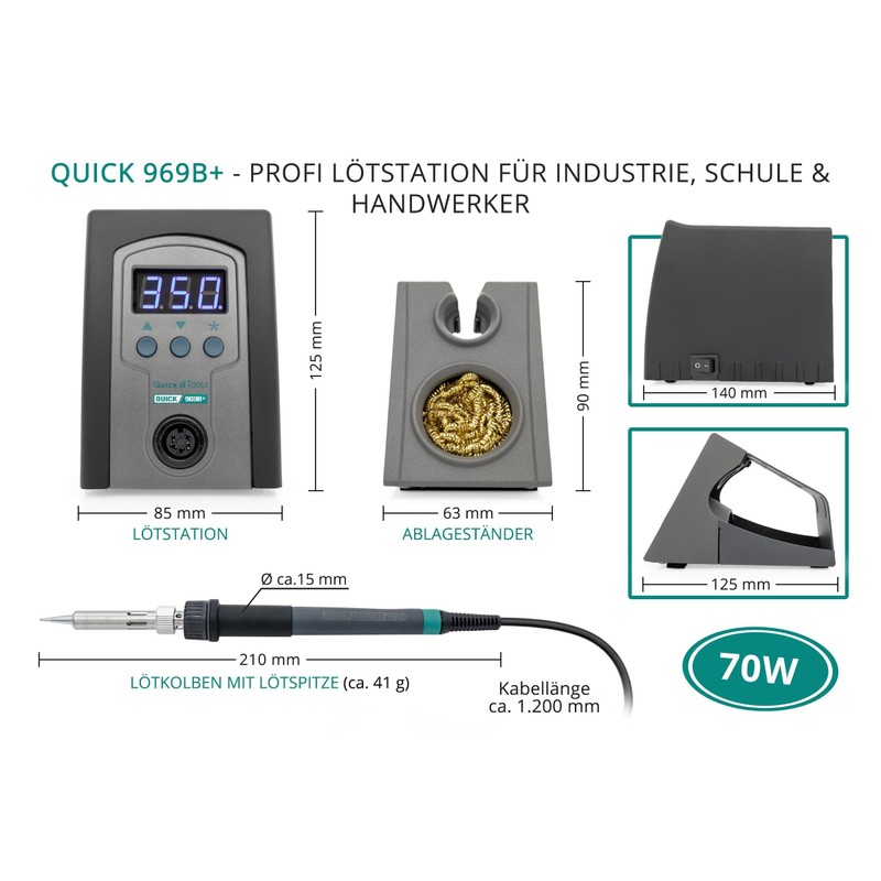QUICK 969B+ Digital LED Industrial Hand Soldering Station 70W ESD