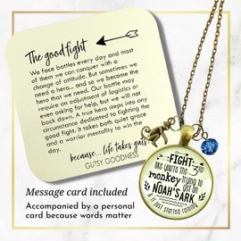 Monkey Necklace Fight Like Noah's Ark Quote Life Survivor Fun Jewelry 24"