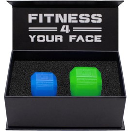 Jawzrsize Jaw Exerciser for Men - Pop N Go Beginner Bundle Blue and Intermediate Green Jaw Trainer, Jaw Clenching Relief, Double Chin Reducer, Jawline Shaper and Neck Exerciser