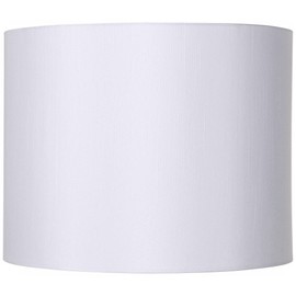 White Hardback Medium Drum Lamp Shade 14" Top x 14" Bottom x 11" High (Spider) Replacement with Harp and Finial - Brentwood
