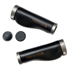 THEODORE CYCLE GRIP Bicycle Grips Italian Genuine Leather (128 Black)
