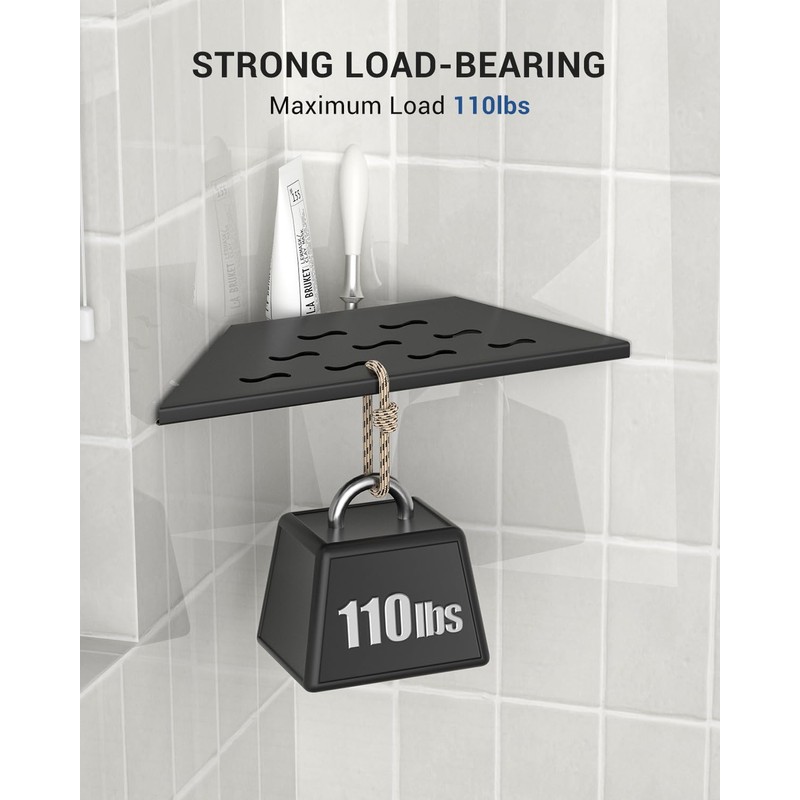DAYONE Corner Foot Rest for Shaving Legs 10'' Black, Wall