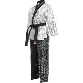 Mudoin Taekwondo Hangul Open Uniform TKD Martial Arts Akido Hapkido WTF POOM (180(170-180cm)(5.57-5.90ft))