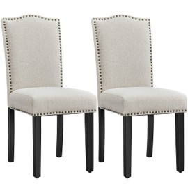 Yaheetech Dining Chairs Set of 2 Dining Room Chairs Kitchen Chairs with Solid Wood Legs and Padded Seat Dining Room Side Chair with Nailhead Trim for Home Kitchen Living Room, 1 Package