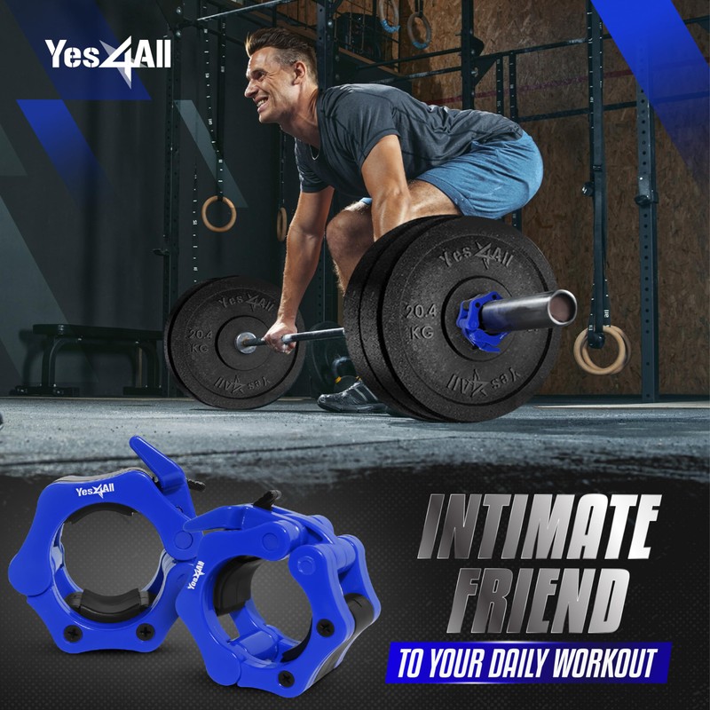 Yes4All 2 Inch Barbell Clamps Pair, Pro Lockjaw Collar Set