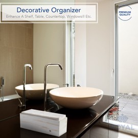 Royal Imports Wooden Flower Pot Planter, Decorative Wood Vase with plastic liner, Toilet Tank Tissue Paper Storage Basket for Bathroom Countertop Box, Kitchen Windowsill Mail Organizer, 12x4x4, White