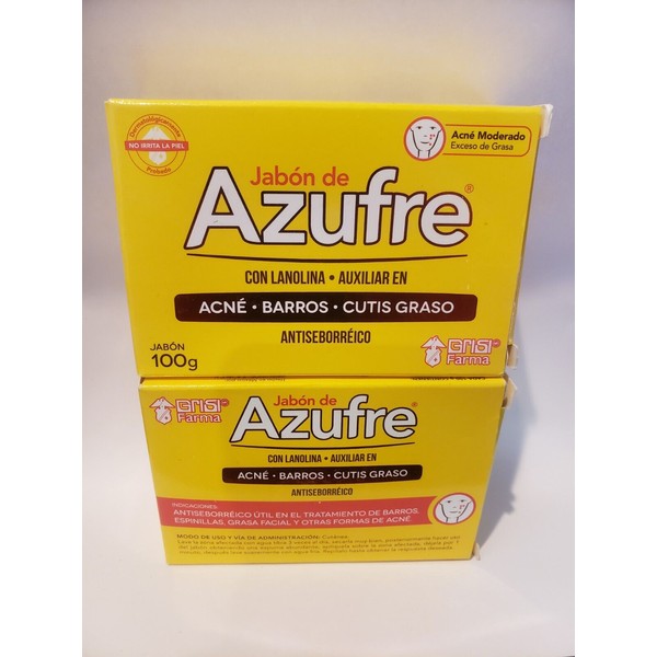 Jabon de Azufre Sulfur Soap 100grs  (2Pack) "Antiseborreico, Acne, Curtis Graso"