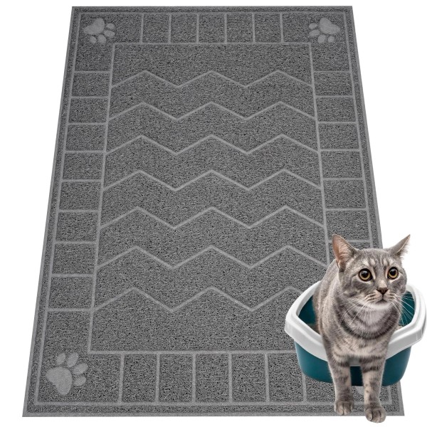 Motsamla Cat Litter Box Mat, 35" X 24" Large Kitty