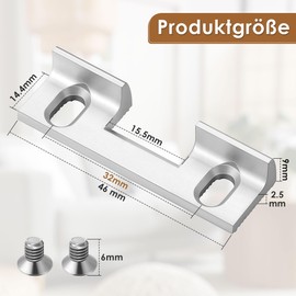 Enhon Replacement Piece Type 115 for Strike Plates, 46 x 14.4 x 9 mm Adjustable Strike Plates, Replacement Piece, 32 mm Screw Hole Spacing, Screw-On Piece for Standard Locking Plate, Quality Metal