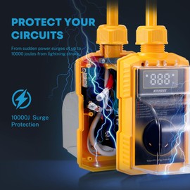 Kohree RV Surge Protector 30 Amp with High/Low Voltage Protection, 10000 Joules 30 Amp RV Surge Protector Waterproof, Circuit Analyzer with Smart LED Display for RV Camper, Yellow