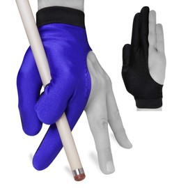 Billiard Pool Cue Glove by Fortuna - Classic Two-Colored - for Left Hand - Blue/Black (Medium/Large)