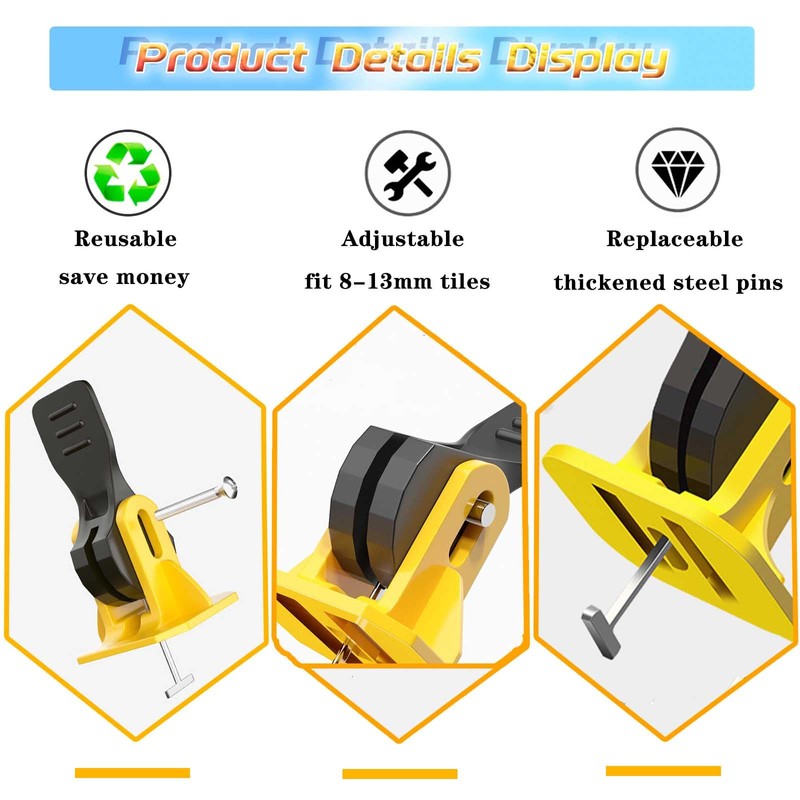 FACITE 50pcs Tile Leveling System Reusable+200pcs Cross Tile Spacers 1/8"+50pcs
