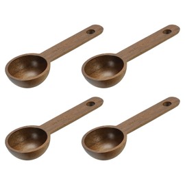 sourcing map 4pcs Coffee Spoons, 10ml Wooden Table Spoons Tea Measure Scoops for Measuring Coffee Beans, Tea, Sugar, Jar, Walnut