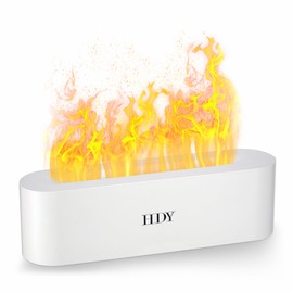 HDY Flame Aromatherapy Humidifier, 7 Color Variable Essential Oil Diffuser, Ultra Silent Bedroom Humidifier with Timer and No Water Auto Shut-Off, 150ml, for Home, Hotel, and Office (White)